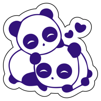 Cute Panda Couple In Love Sticker (Purple)